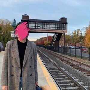 Zara Plaid Double-Breasted Coat